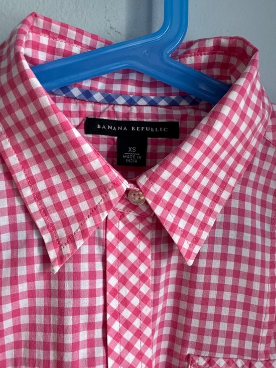 Banana Republic Tops - Banana Republic Pink and White Gingham Button-Down Shirt XS